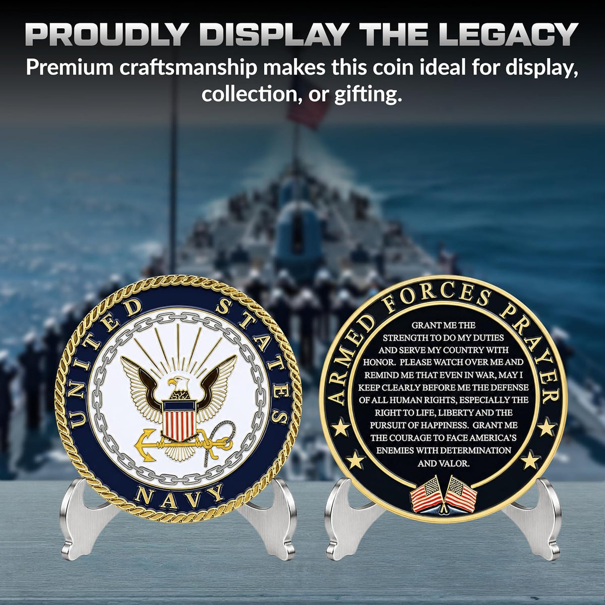Military Gift Shop Air Force Armed Forces Prayer Coin - Navy - image 3