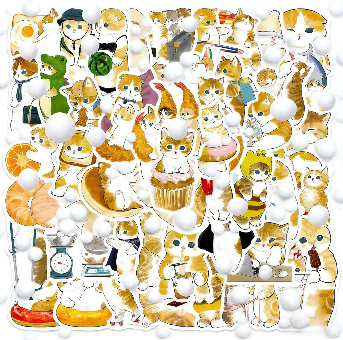 100PCS Vintage Christmas Stickers - Cat a