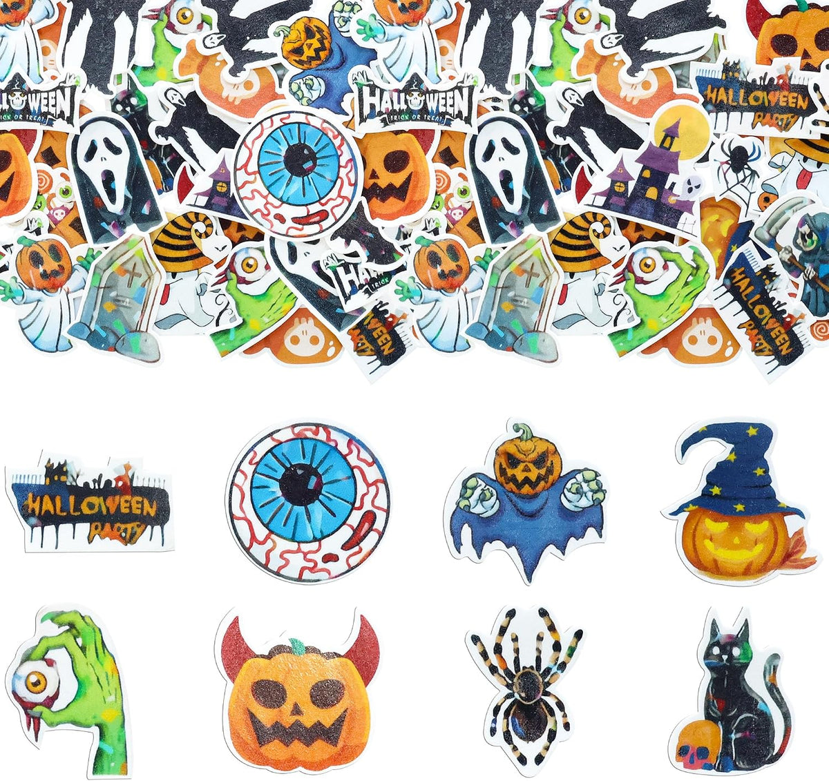 Gyufise 24Pcs Halloween Bat Cupcake Toppers Black Glitter Bat - Black, Orange - image 3