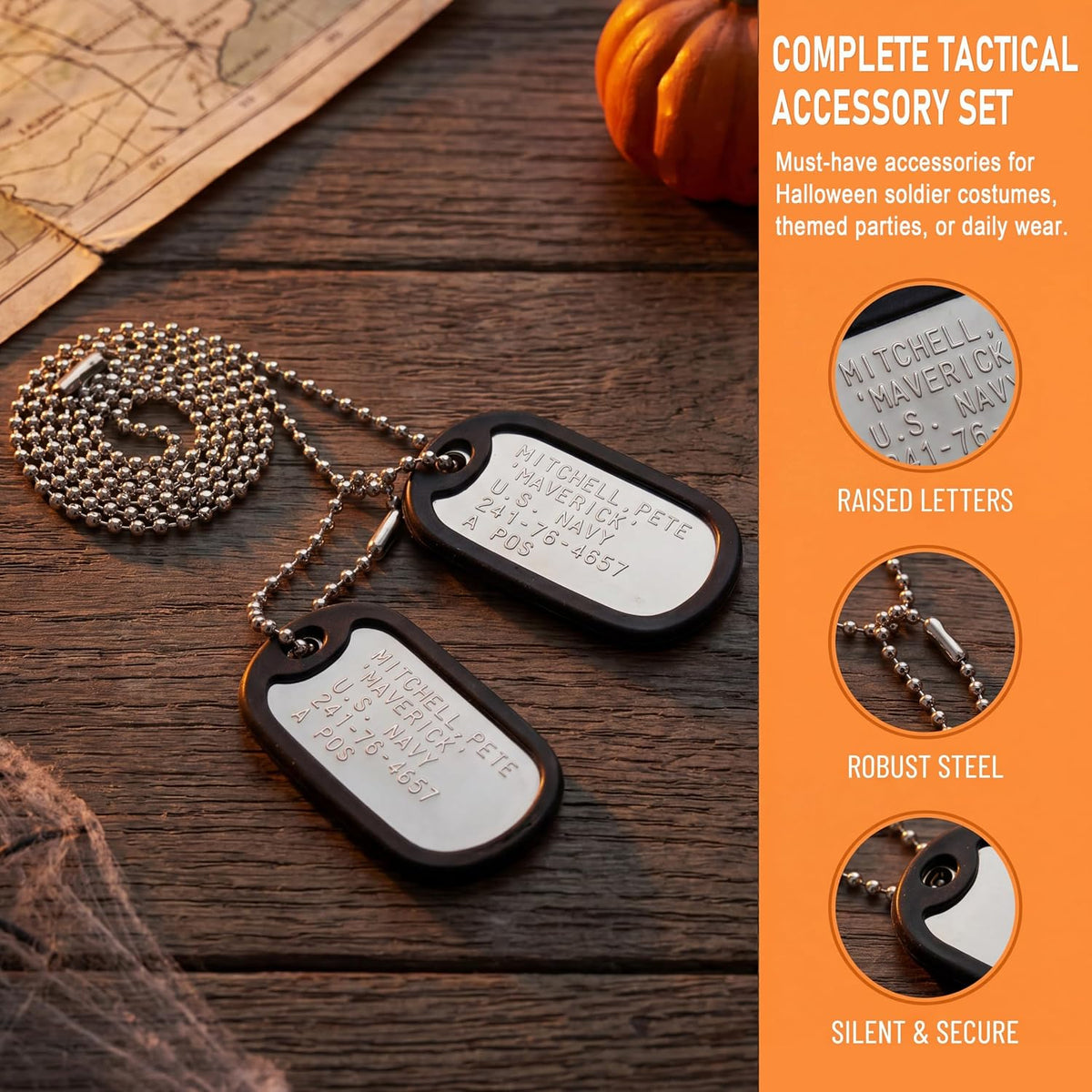 Stainless Steel Military Dog Tag Set with Chains and Silencers – Essentials for Dogs - image 3