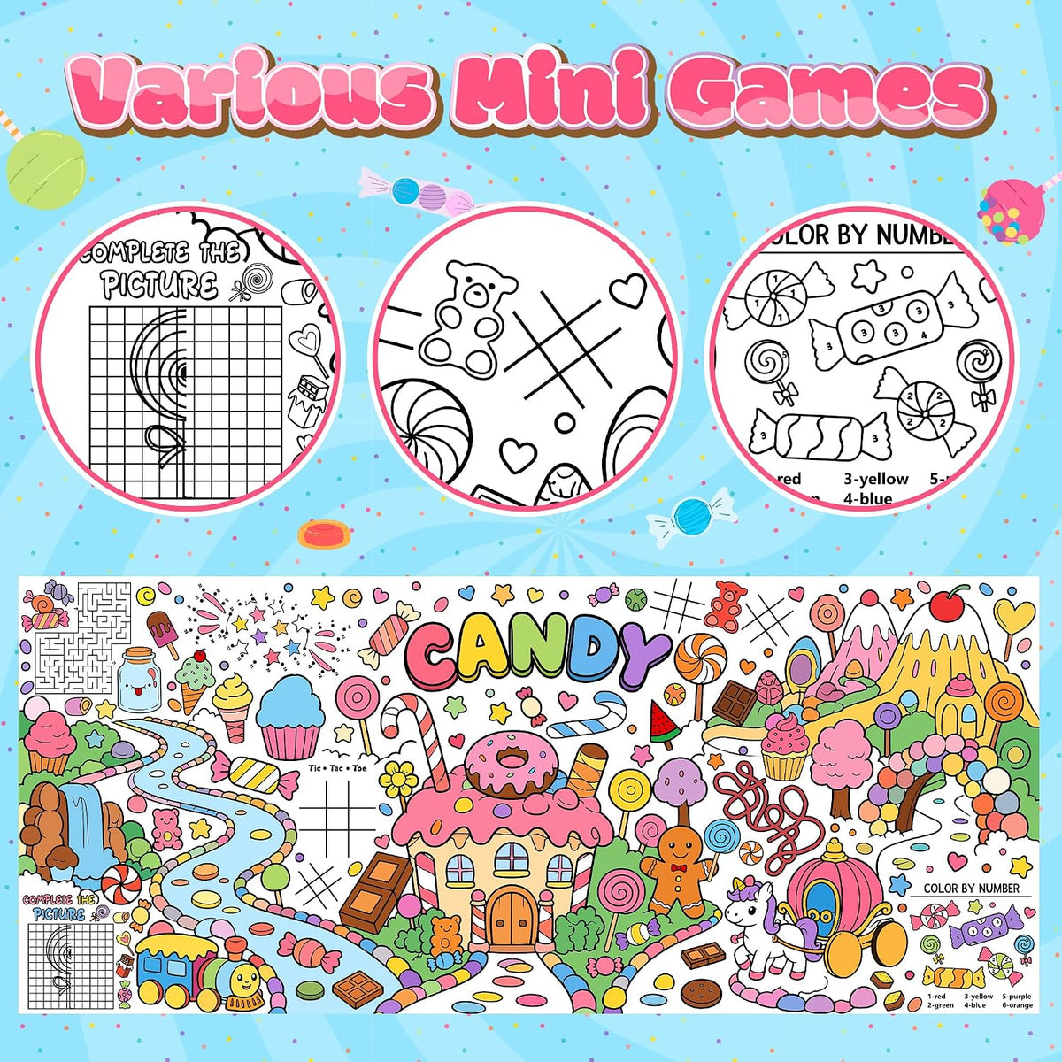 Dvbonike Jumbo Mandala Coloring Poster Giant Flower DIY Drawing Paper - Candy - image 3