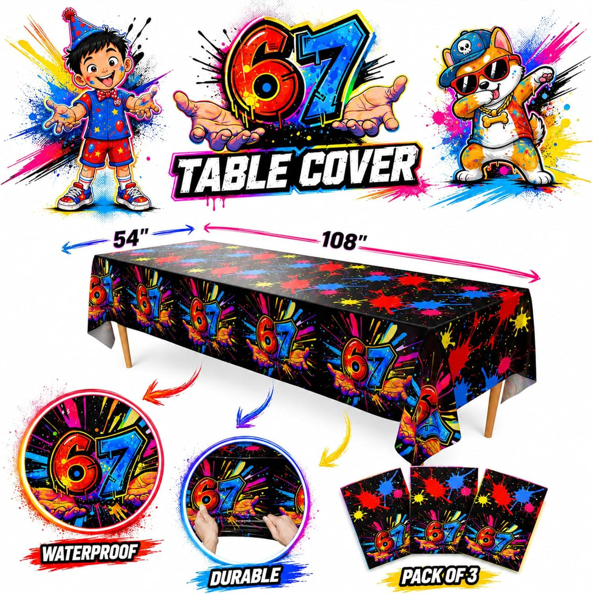 Stone Wall Table Covers, 54"x108" XL, Medieval Party Decorations - 67 (Pack of 3) - image 2