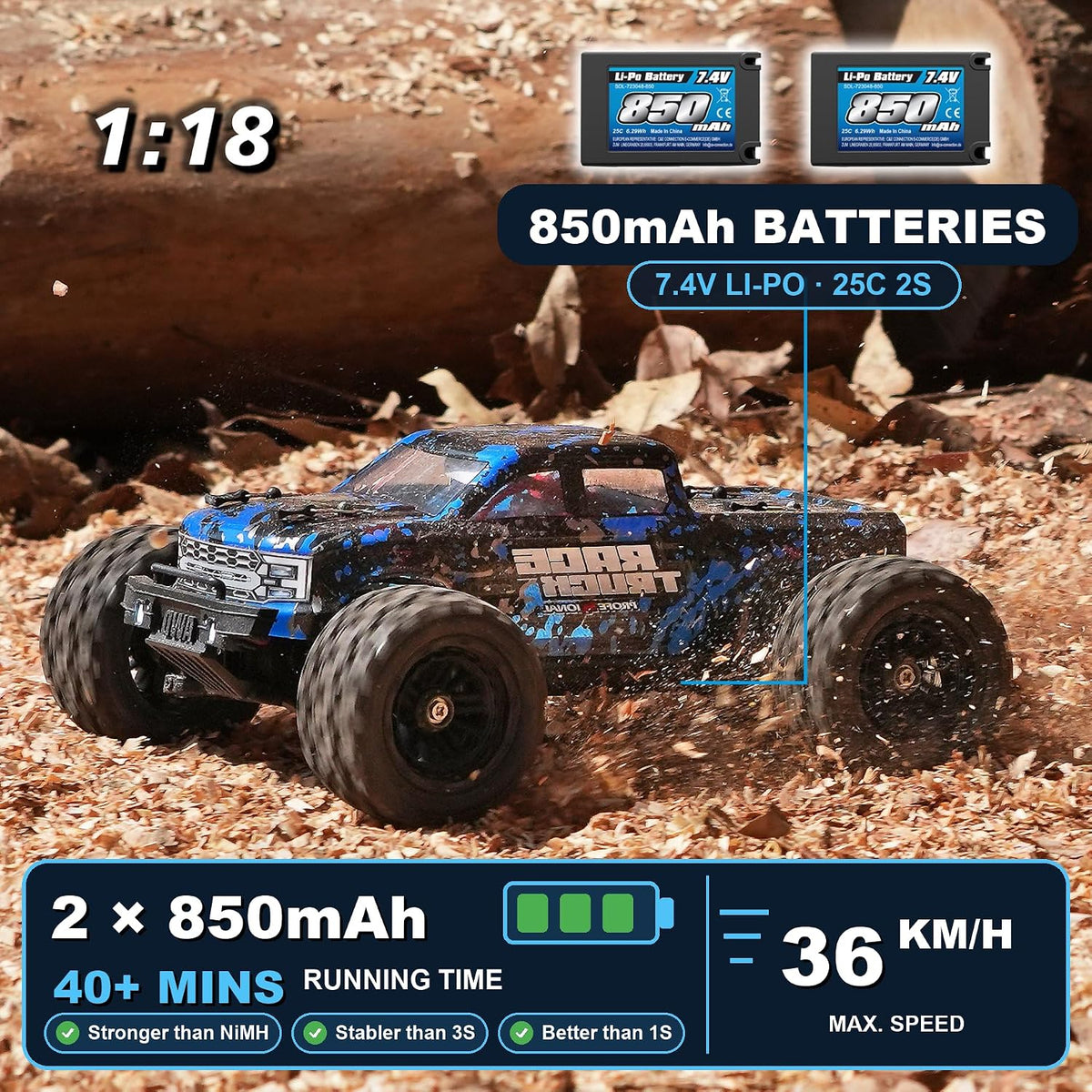 HAIBOXING RC Cars 1/18 Scale 4WD Off-Road Monster Trucks with 36+KM/H - image 3