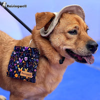 Dog Treat Pouch, Pocket Sized Pet Training Pouch, Cotton Fabric, Hand Free Purple Flower Dog Walking Bag with Carabiner, Self-Closing Pet Feed Snack Reward, for Puppy Travel or Outdoor Use