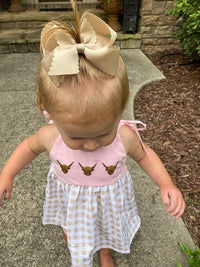 Wee Ones medium smoke blue girls grosgrain hair bow with scalloped edges and no slip clip - view 20
