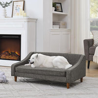 Dog Sofa Couch for Medium to Large Dogs, Durable Pet Sofa with Washable Fabric, Elevated Mini Dog Bed with Wooden Legs for Medium and Large Dogs, Dark Grey