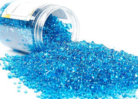 TWINKLING High Luster Round Fire Glass Stones Marbles Beads Gems for Fire Pit Vase Fillers Crafts Aquarium Garden Decoration, 3-6mm, 1-Pound Jar (Ocean Blue)