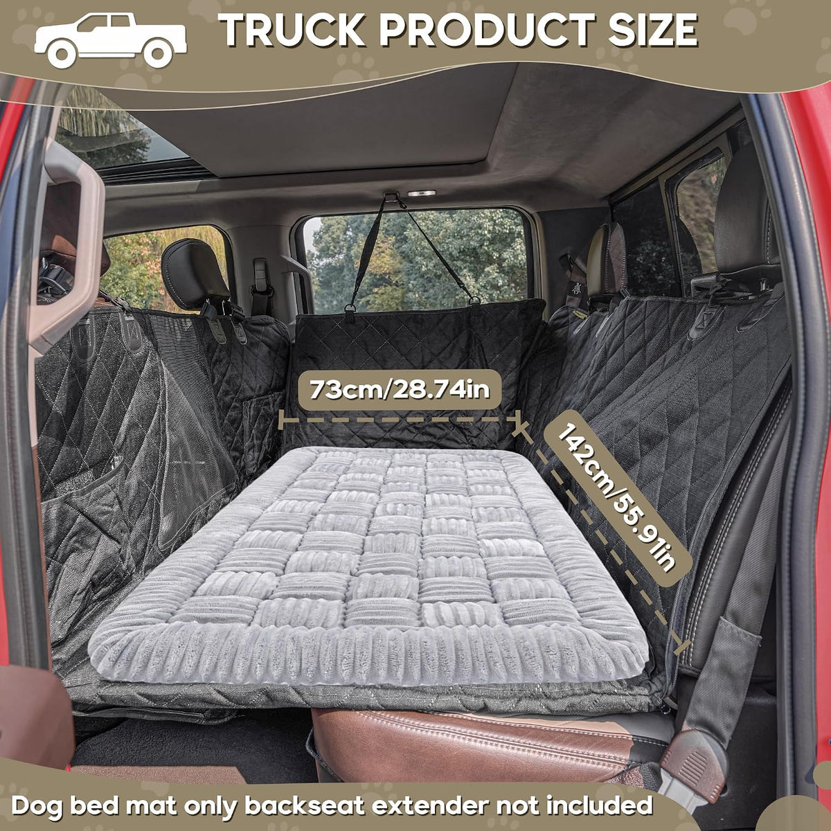 Dog Car Bed Mat Non-Slip Backseat Extender Dog Bed 50" x24.6" – Essentials for Dogs - Light Gray / For Truck//Large SUVs（56"x28.7") - image 4