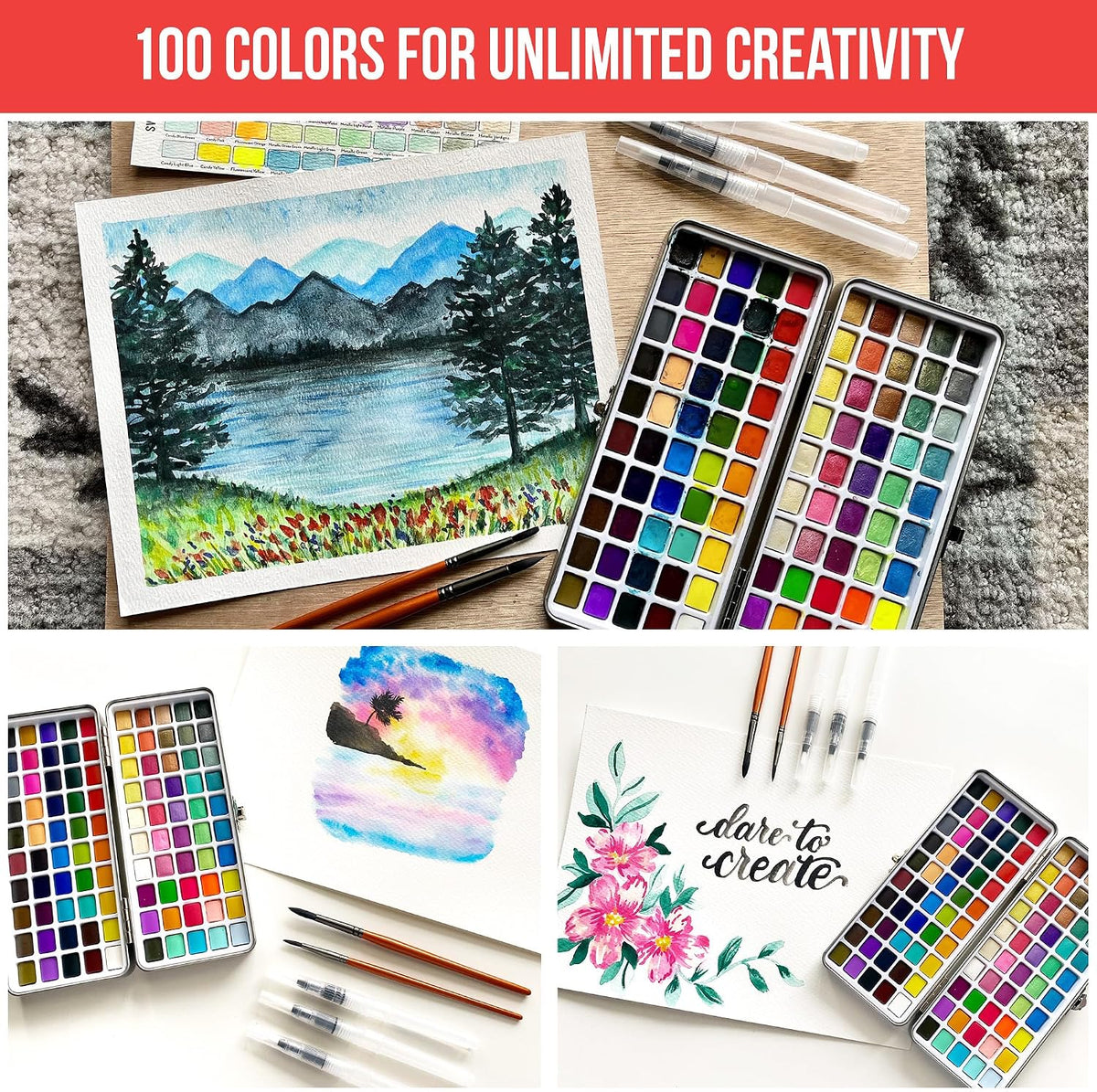 Premium Watercolor Paint Set Bundle with 100 Vibrant Colors for Adults – Fun for Kids & Family - Standard Set - image 2