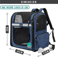 PetAmi Dog Backpack Carrier, 4-Way Entry Ventilated - Navy Blue - image 2