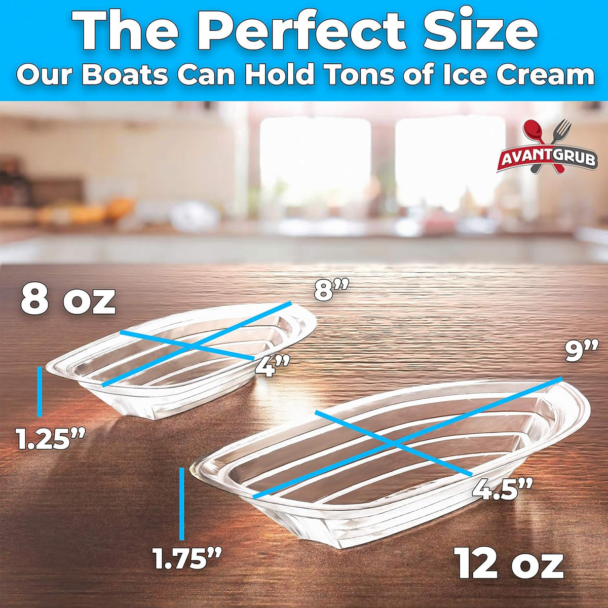 Super Fun Recyclable Banana Split Boats 50Pk. Best Long 12Oz - 100 Pack / 8 Oz + 12 Oz Combo - image 2