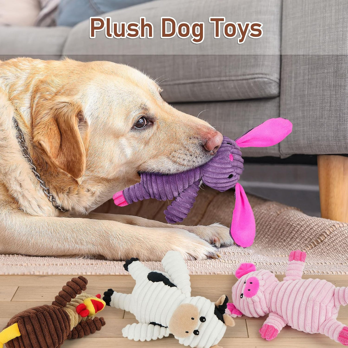 PrimePets Dog Toys, Plush Dog Squeaky Toys - Stuffed Animal Dog Toy Set (5 Pcs) - image 2