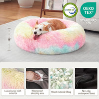 Donut Dog Bed Medium Size Dog, Round Cat Beds for Small Dogs – Essentials for Dogs - Rainbow / 30"L x 30"W x 8"Th - image 2