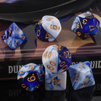 QMAY DND Dice Set - 7Pcs Blue Mix White Polyhedral Dice with Black Dice Bag – Fun for Kids & Family - Blue and White - image 2