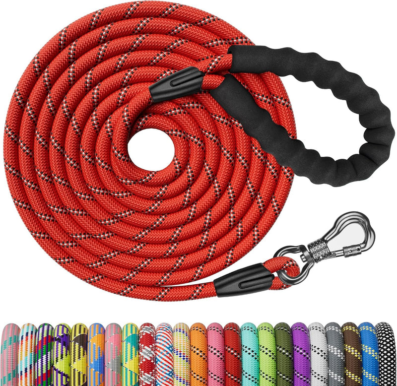 Heavy Duty Dog Leash, 15FT Training Leash with Swivel Lockable Hook, Padded Handle and Highly - 15ft*1/3" / Red