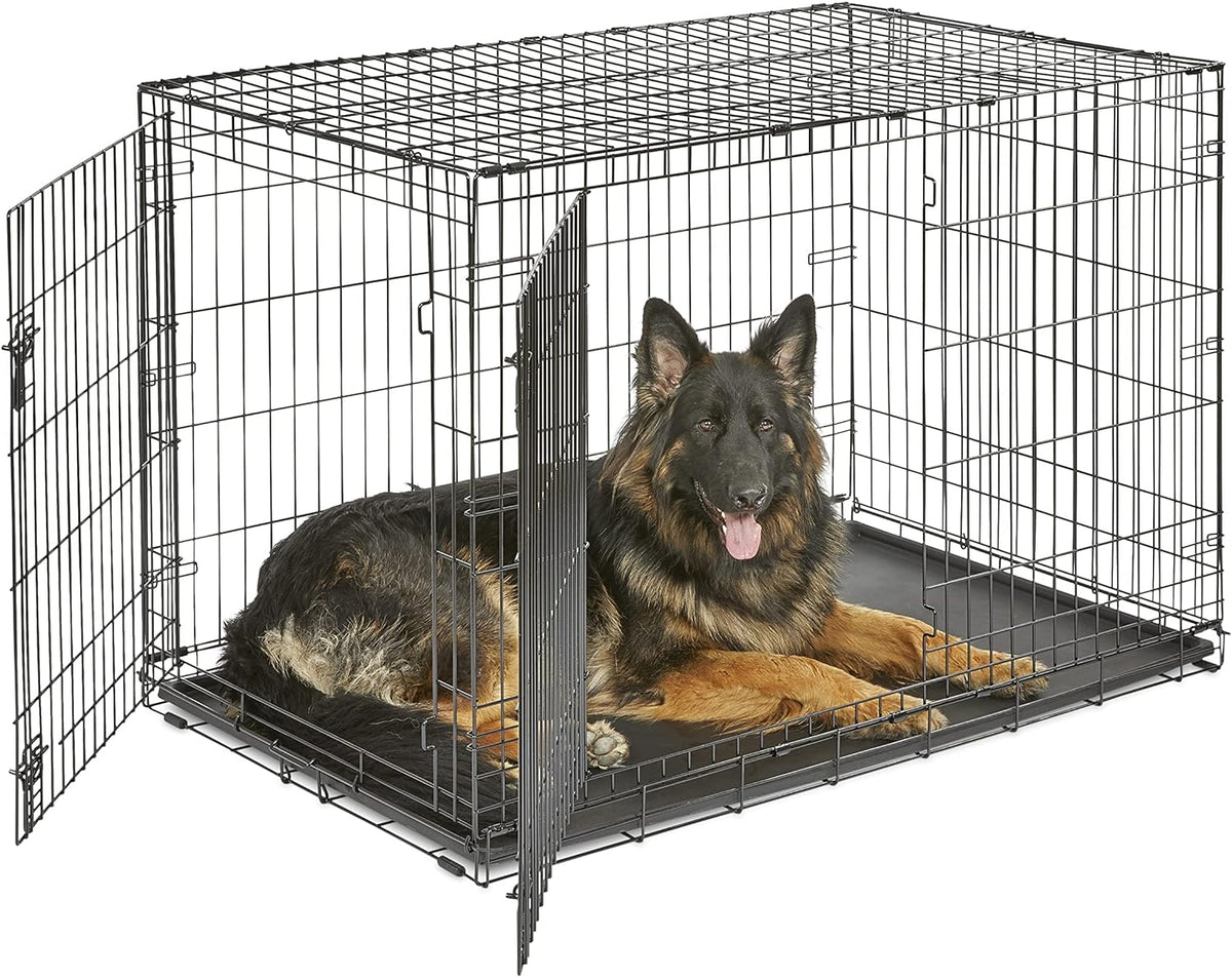 New World by Midwest 42-Inch Single Door Crate, for Large Breeds - Double Door - Black / XL (48"L)