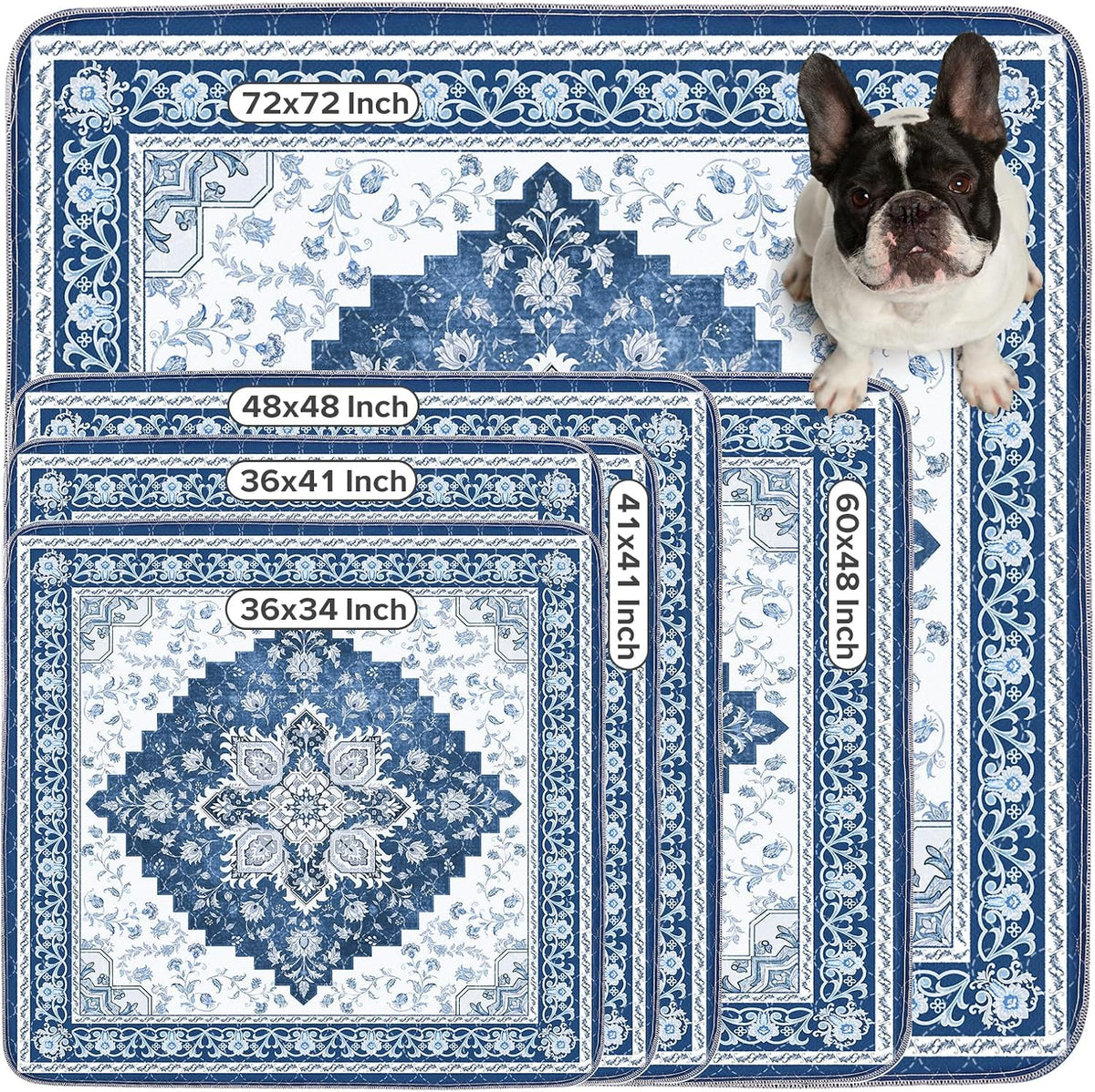 Washable Pee Pads for Dogs 72"x72" Reusable Dog Pads Extra Large - Blue / 36x41 Inch (Pack of 2) - image 4