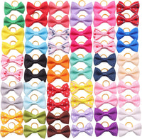 YAKA 60PCS Cute Puppy Dog Small Bowknot Hair Bows with Metal Clips - 60Pcs Dog Bows with Rubber Bands