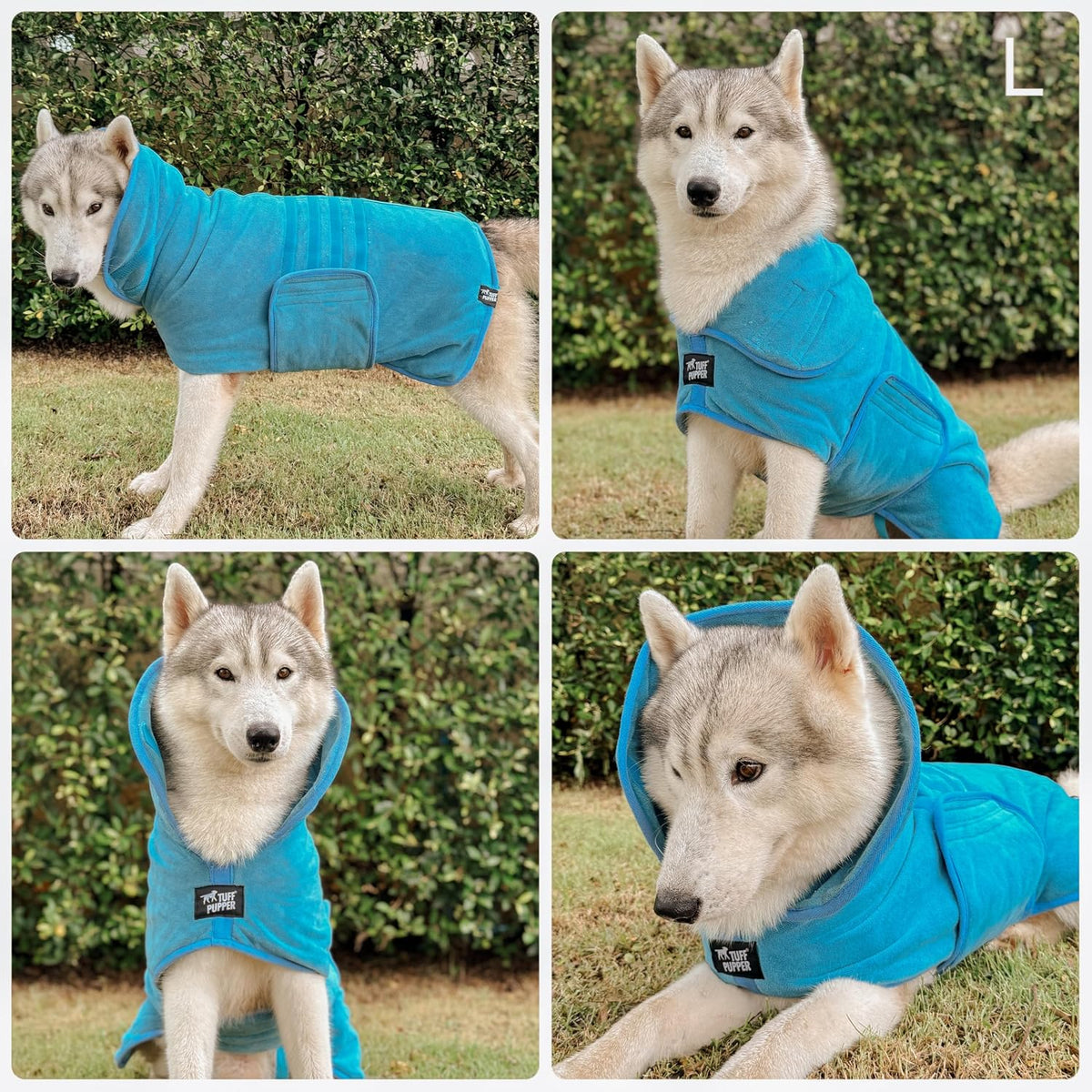 Tuff Pupper Fast Drying Dog Bath Robe - Blue / Large - image 2