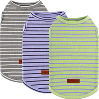 BAOBICUTE 3-pack striped cotton dog shirts, stretchy sleeveless vest