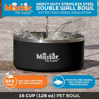 Master Pet Supply Stainless Steel Dog Bowls 128 oz Heavy Duty Aqua Sky – Essentials for Dogs - Black Velvet / 16 Cups (128 oz) - image 3