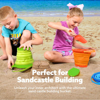 JOYIN Foldable Beach Bucket Set, Camping Gear, Travelling - Orange/Blue/Green - image 2