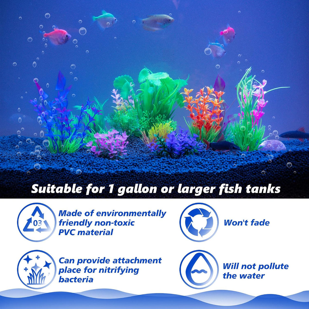 Ameliade 11 Pieces Aquarium Artificial Plastic Plants Fish Tank - image 3