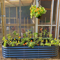 Vego garden Aluzinc Raised Garden Bed Kits, 17" Tall 6 in 1 Modular Metal Raised Planter Bed for Vegetables Flowers Patio Ground Planter Box-Modern Gray