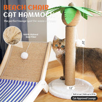 PETKARAY Beach Chair Cat Hammock - Blue / Beach Chair + Palm Tree - image 2