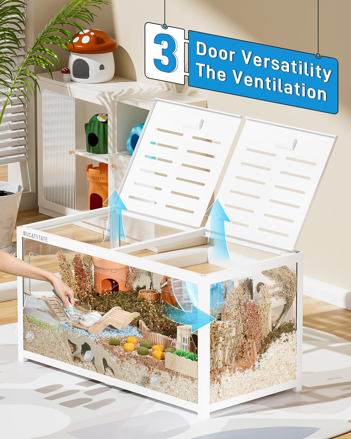 BUCATSTATE Hamster Cage 3.0, Large Hamster Enclosure – Essentials for Small Pets - 39.3"L x 19.7"W x 20.4"H / White - image 3