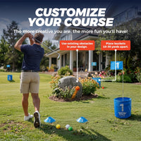 TOY Life backyard bucket golf game set with blue golf buckets, flag and golf balls on a lawn - view 6