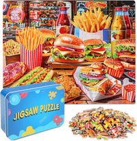 LELEMON Halloween jigsaw puzzle for kids with pumpkins and bats in tin box - view 2