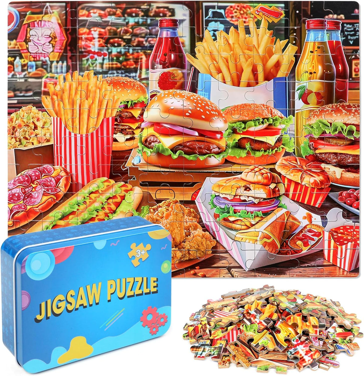 LELEMON Halloween jigsaw puzzle for kids with pumpkins and bats in tin box - view 2
