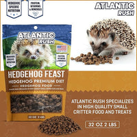 Atlantic Rush Hedgehog Feast Premium Food - 2lb Resealable Bag of Hedge Hog Delite- Small Critter Supplies Hedge Hog Food - Hedgehog Treats- Sourced & Made in The USA