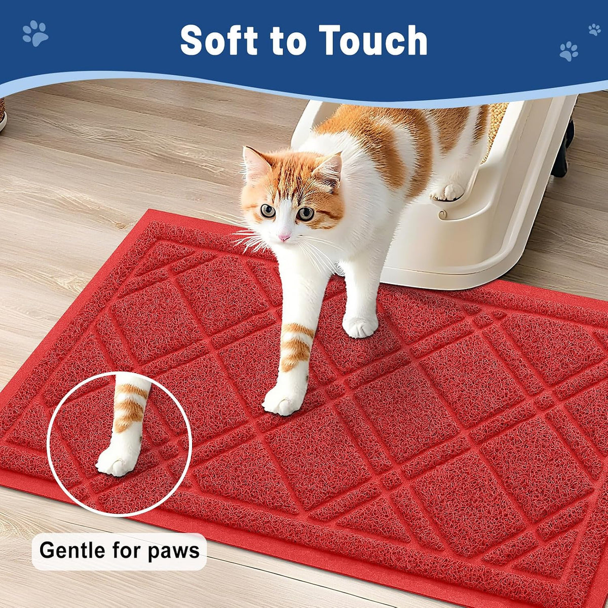 Smiry Cat Litter Box Mat 30x17 - 47x32 / Red - image 4