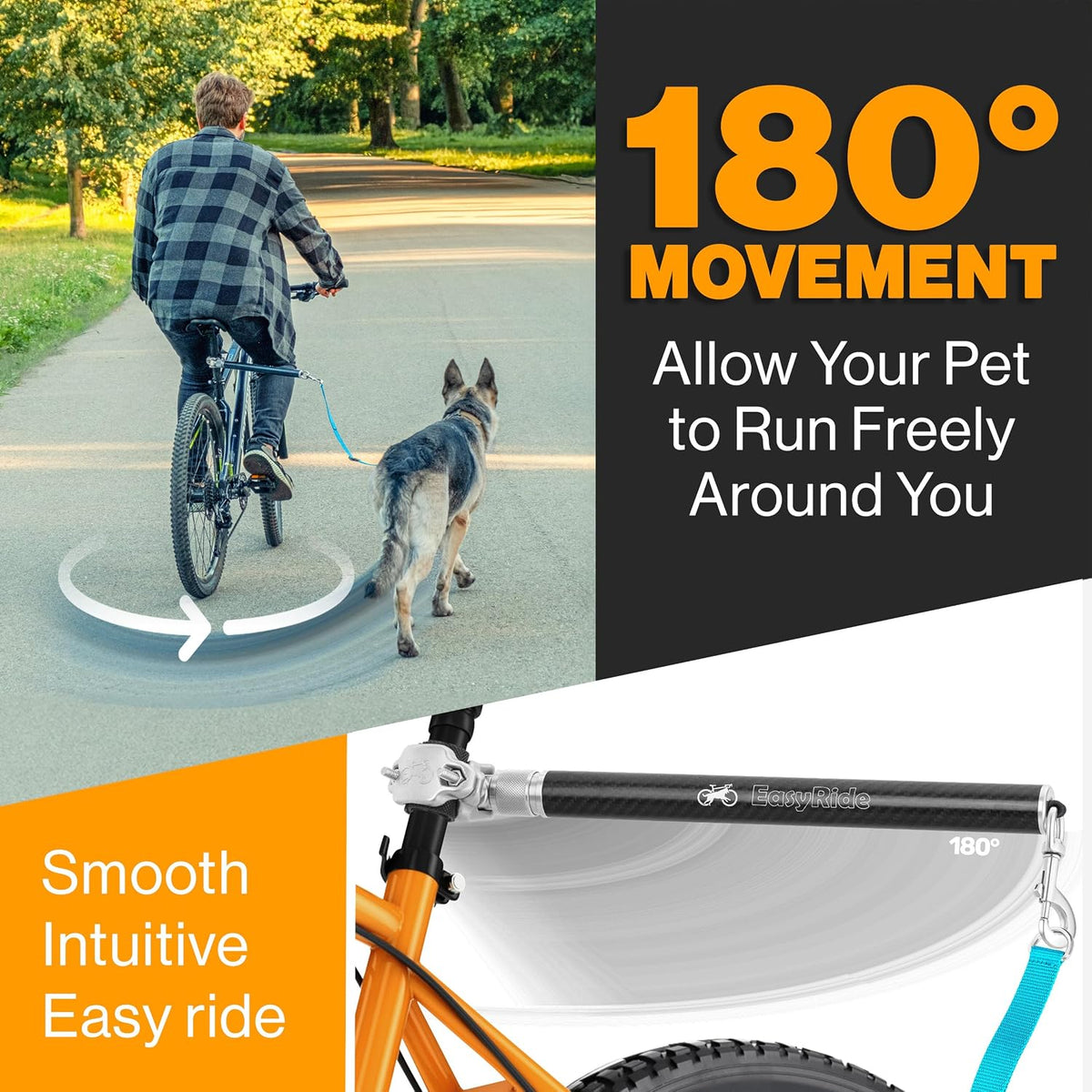 V2.0-180° Rotating Dog Bike Leash - Cyan - image 2