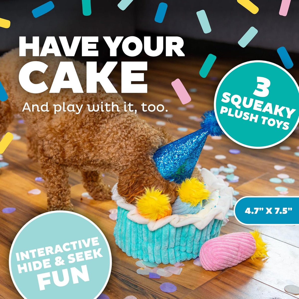 Outward Hound Hide-A-Birthday-Cake Plush Squeaky Dog Toy - Birthday Cake - image 3