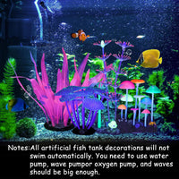 4 Pack Glow Aquarium Decorations Coral Reef Glowing Mushroom Anemone - 4 Pcs(branch Coral+coral+mushrooms+seaweed) - image 3