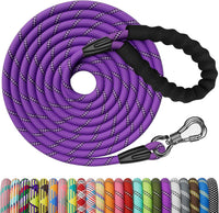 Heavy Duty Dog Leash, 15FT Training Leash with Swivel Lockable Hook, Padded Handle and Highly - 15ft*3/8" / Purple