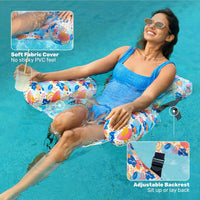 SLOOSH Inflatable Pool Floats Adult - Pink,Blue-Tropical Flowers - image 4