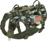 Forestpaw Tactical Dog Harness for Medium Dogs, Service Dog Vest - L:Chest 27-40",Fit 70-140lbs / Camouflage Green