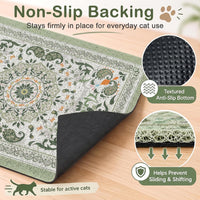 24"x15" Cat Litter Mat Non-Slip Washable Litter Box Mat – Daily Care for Cats - Green Mandala / 24X15in - image 3