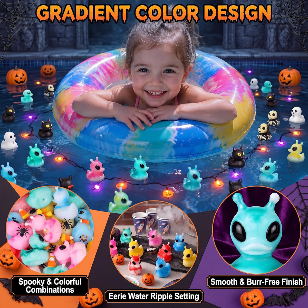 Sotiff mini alien rubber ducks, 25 green ducks with funny faces - view 21