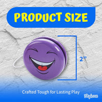 Playbees 12 pack of 2 inch metal yo-yos with smiley emoji faces - view 4