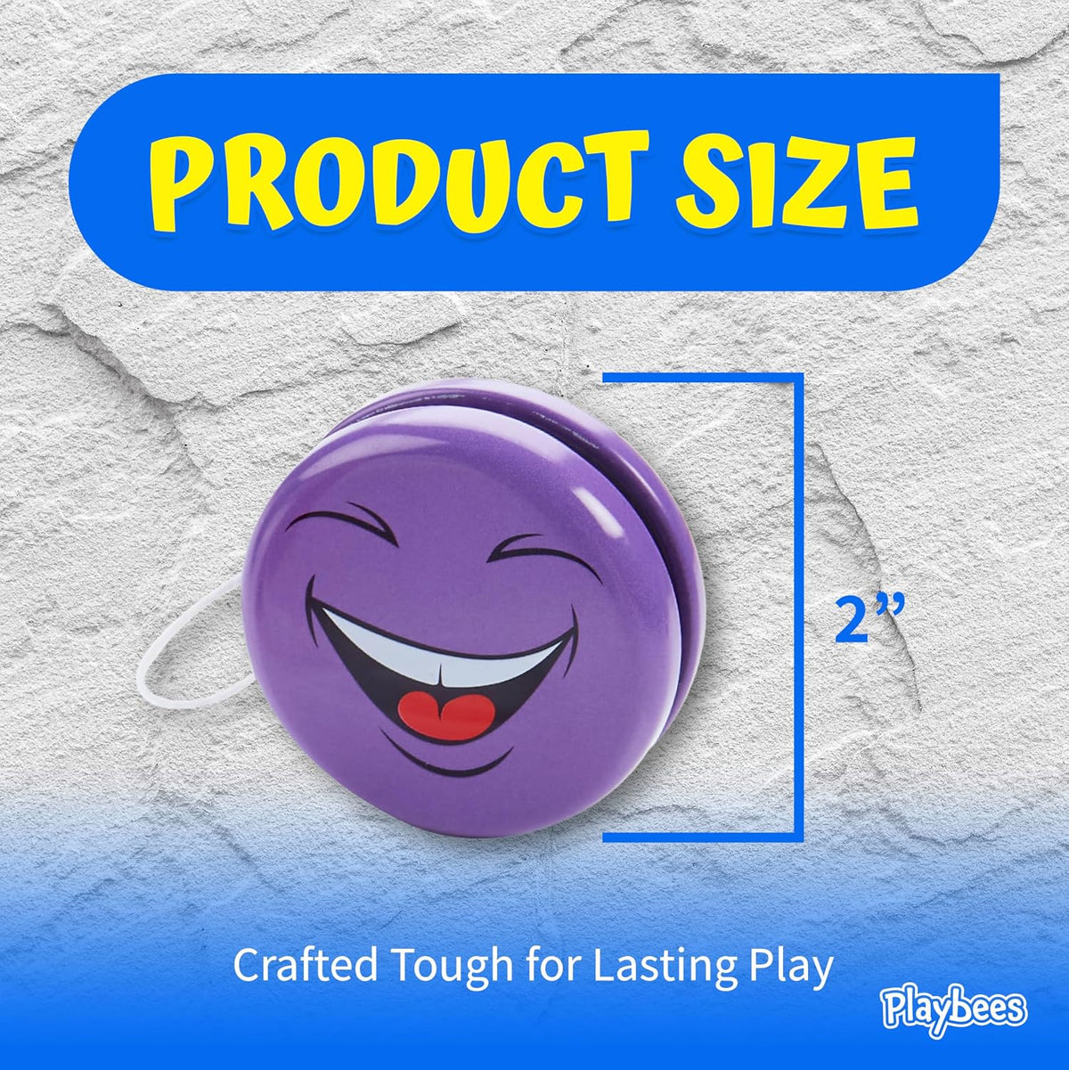 Playbees 12 pack of 2 inch metal yo-yos with smiley emoji faces - view 4