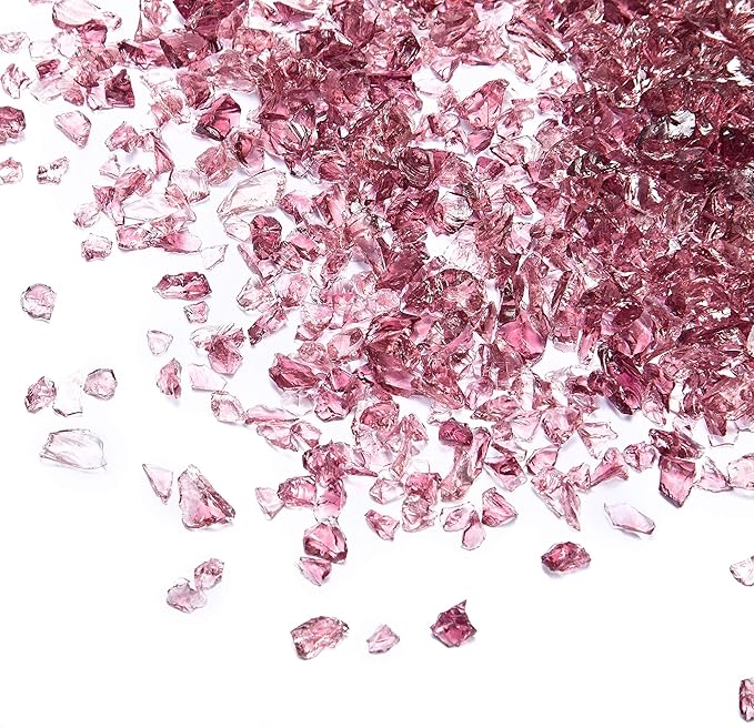 TWINKLING High Luster Fire Glass Gravel Stone Glitter,Broken Glass,Fire Gems Chips,Crushed Glass for Fire Pit Crafts Resin Art Aquarium Garden Decoration,3-6mm,1-Pound Jar (Grape)