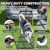 Dog Ramp for Car, 74x20 Inches Outdoor Portable Dog Ramps for Large Dogs with Reflective Strips, Non-Slip Surface Pet Ramp (Support Up to 150LBS)