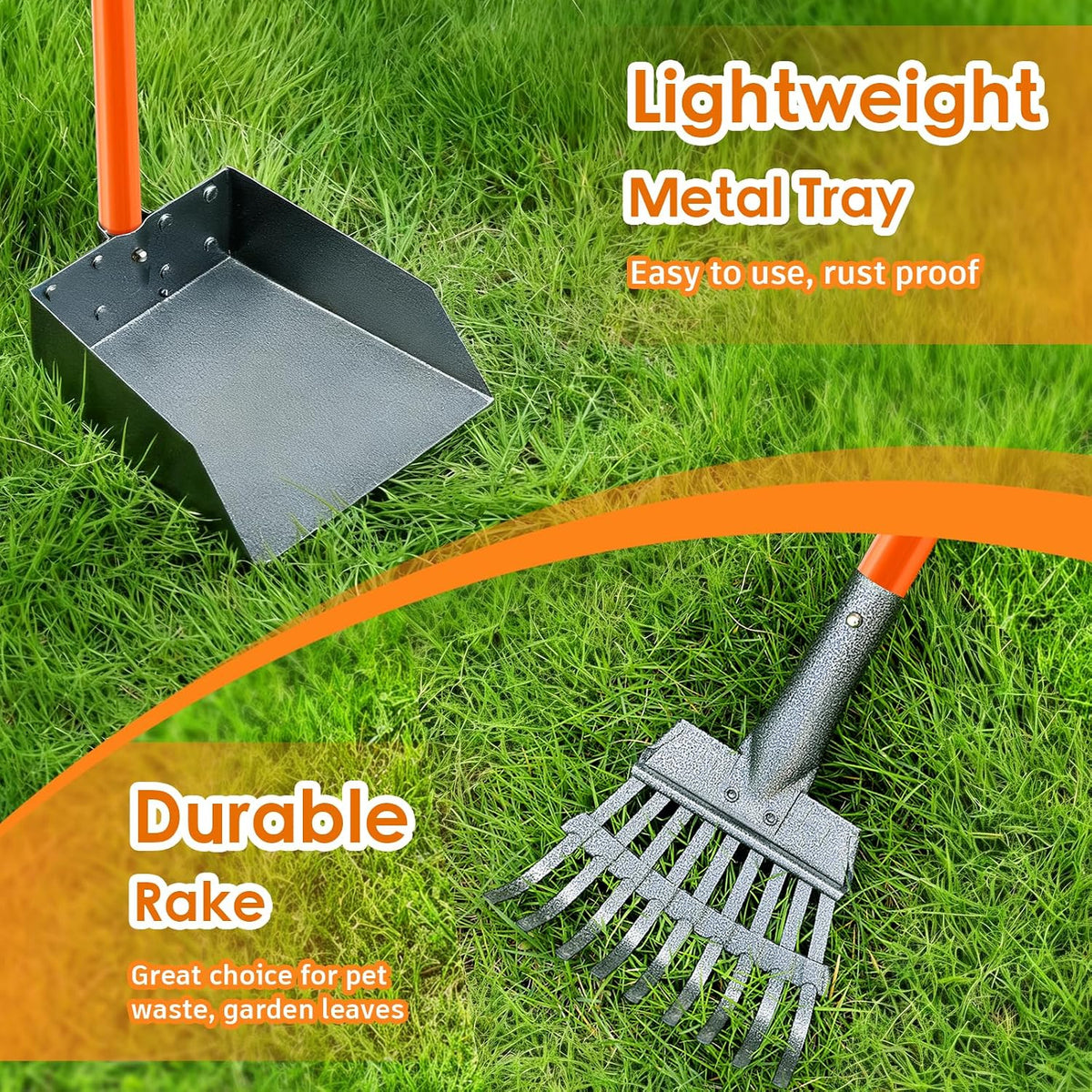 Pooper Scooper, Long Handle Dog Poop Scooper for Medium Small Dogs – Essentials for Dogs - Orange / Medium - image 4