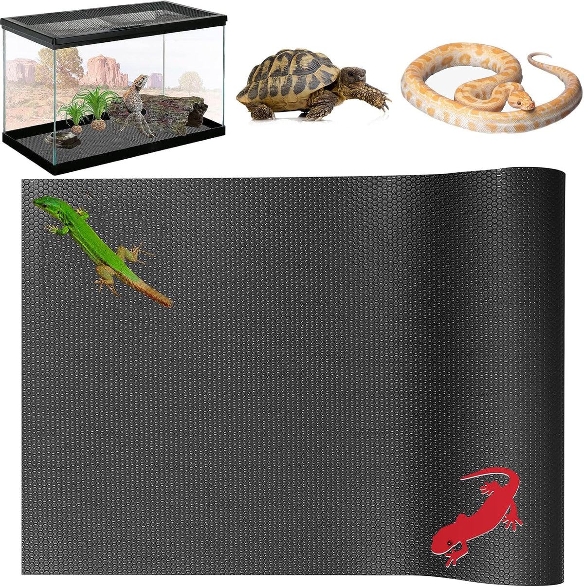 KABASI Reptile Substrate Liner Terrarium Carpet - 17.7x78.7 inch / Black
