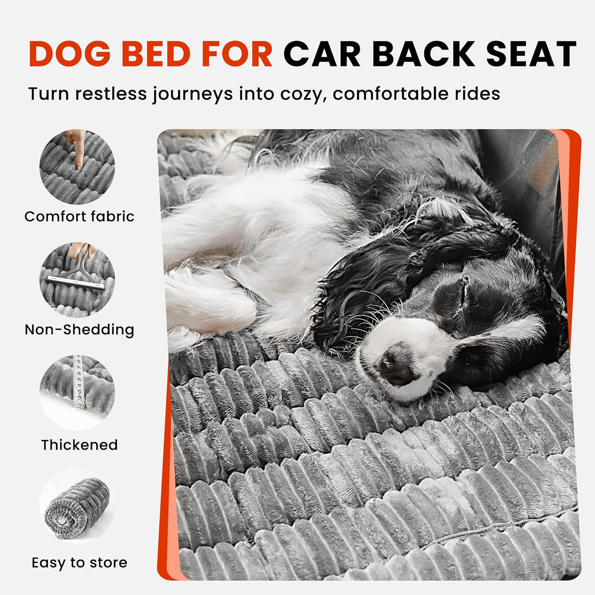 Backseat Dog Bed Mat for Car, Non-Slip Dog Bed for Car Back Seat – Essentials for Dogs - Grey / 51.1"L x 23.6"W x 1.5"Th - image 2